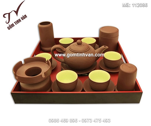 Bộ ấm chén gốm tử sa đầy đủ phụ kiện - 112086