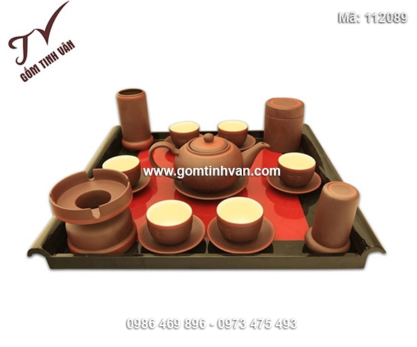 Bộ ấm chén gốm tử sa đầy đủ phụ kiện - 112089