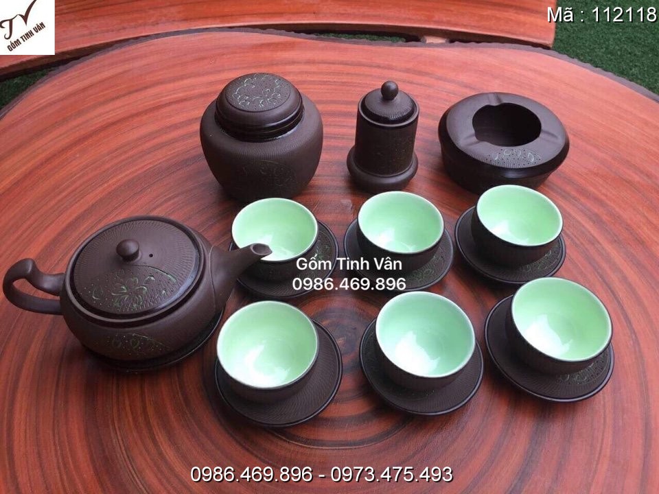 Ấm chén tử sa gốm sứ bát tràng - 112118