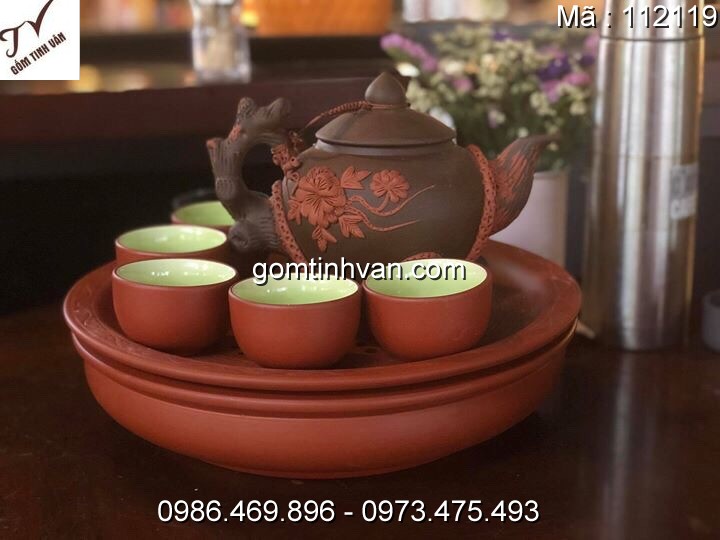 Ấm chén tử sa gốm sứ bát tràng - 112119