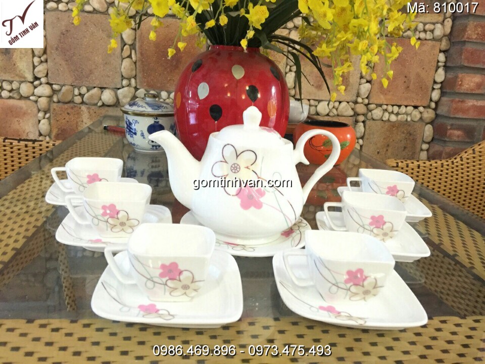 Ấm chén in logo gốm sứ bát tràng - 810017