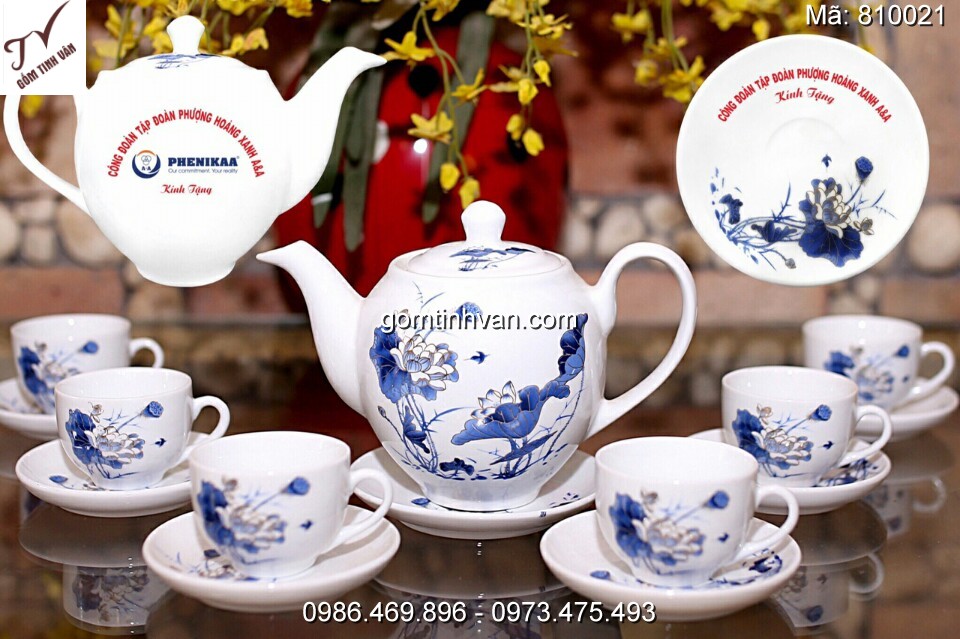 Ấm chén in logo gốm sứ bát tràng - 810021