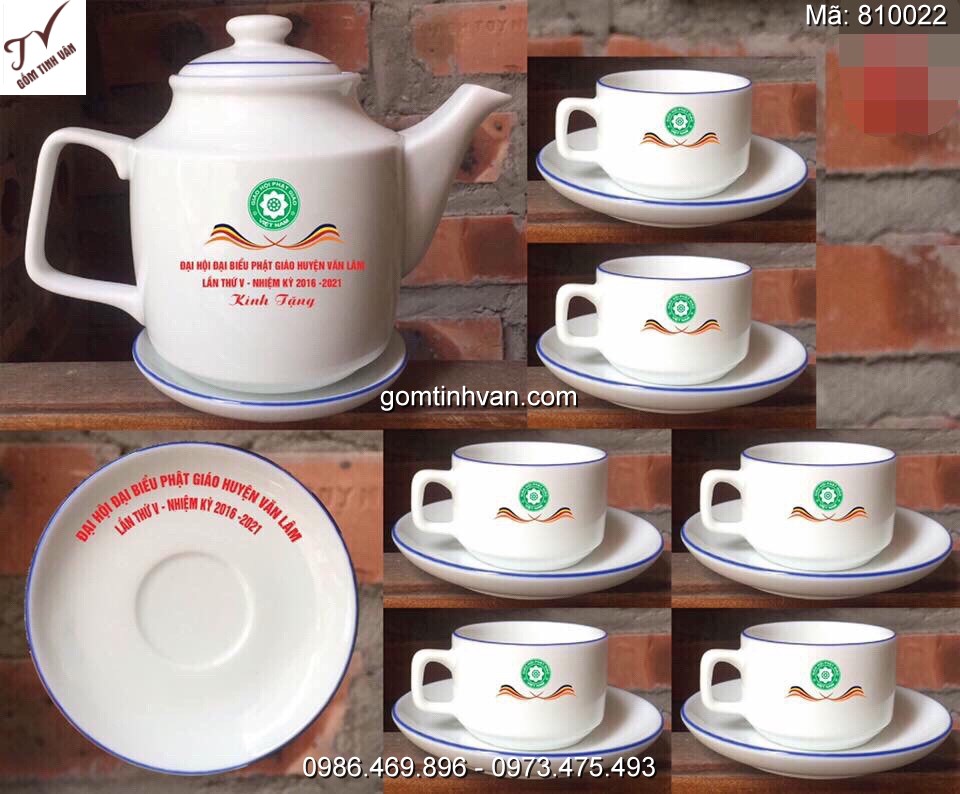 Ấm chén in logo gốm sứ bát tràng - 810022
