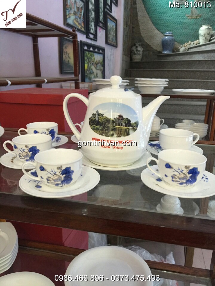 Ấm chén in logo gốm sứ bát tràng -810013