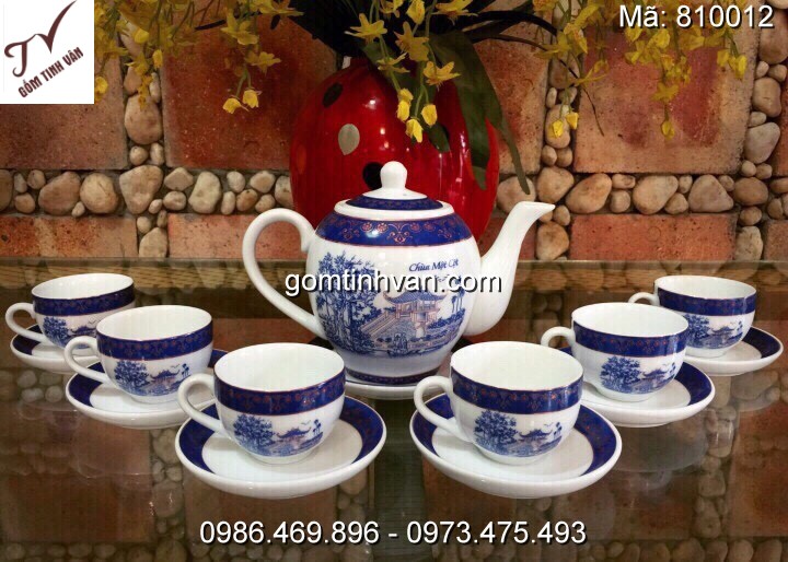 Ấm chén in logo gốm sứ bát tràng - 810012