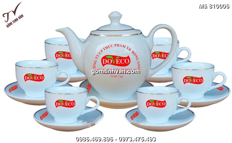 Ấm chén in logo gốm sứ bát tràng - 810006