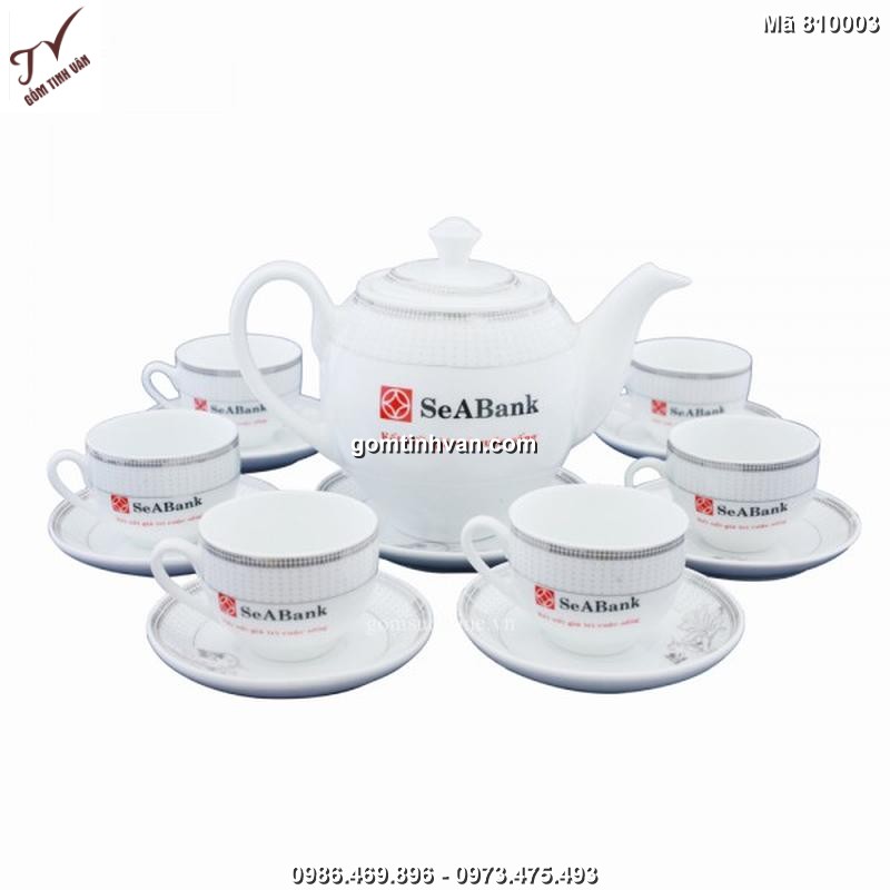 Ấm chén in logo gốm sứ bát tràng - 810003