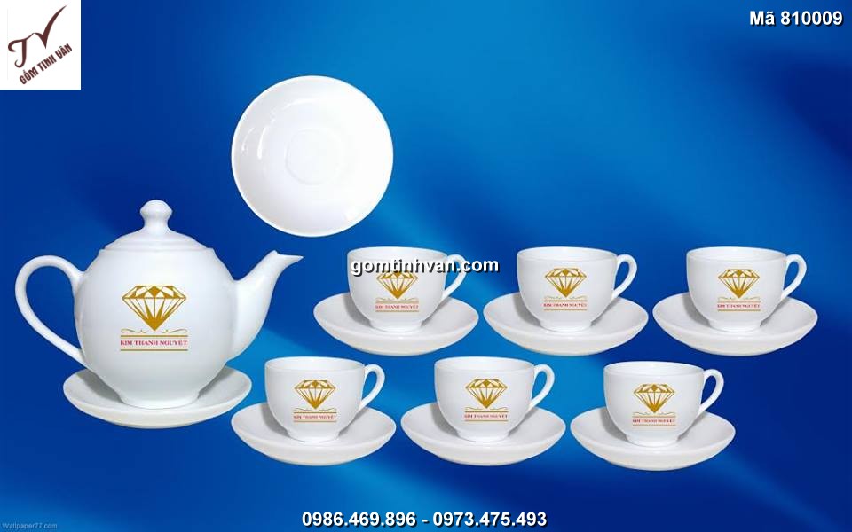 Ấm chén in logo gốm sứ bát tràng - 810009