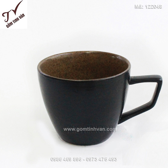 Cốc sứ cafe men gốm màu đen - 122048
