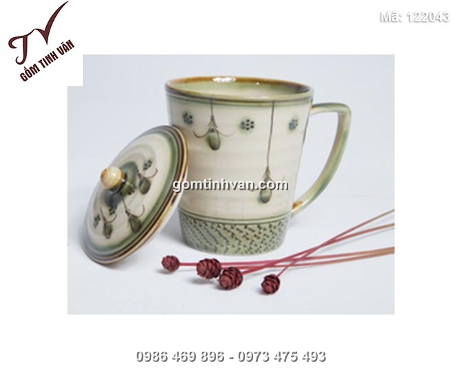 Ly sứ vẽ hoa gốm Bát Tràng - 122043