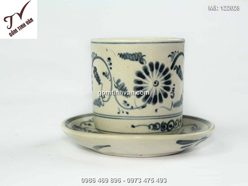 Ly sứ vẽ hoa cúc - 122028