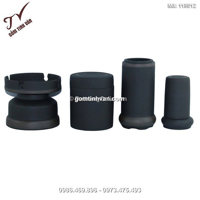 Bộ phụ kiện men đen chỉ bạc - 118012