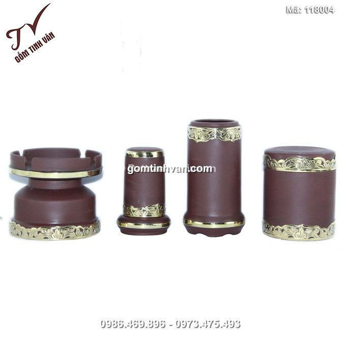 Bộ phụ kiện men nâu - bọc đồng - 118004