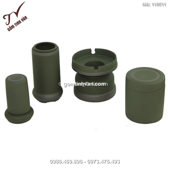 Bộ phụ kiện men xanh chỉ bạc - 118011