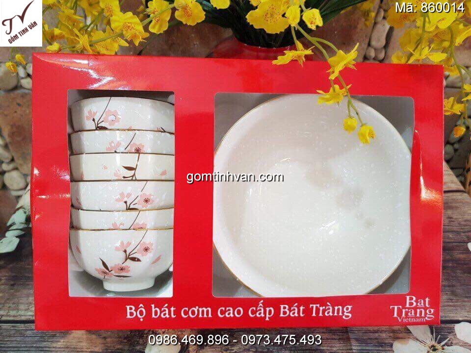 Bộ chén đĩa in logo gốm sứ bát tràng - 860014