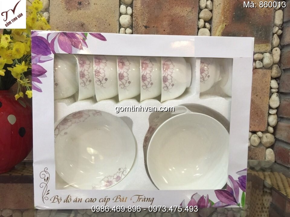Bộ chén đĩa in logo gốm sứ bát tràng - 860013