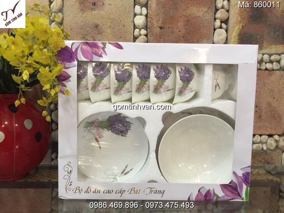 Bộ chén đĩa in logo gốm sứ bát tràng - 860011