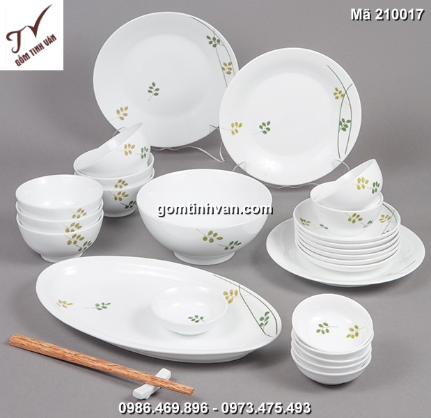 Bát đĩa trắng hoa Bát tràng-210017