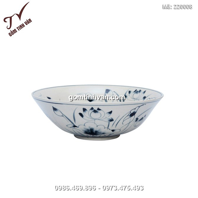 Tô nông đựng canh - vẽ sen - đường kính 31cm,cao 7cm - 220008
