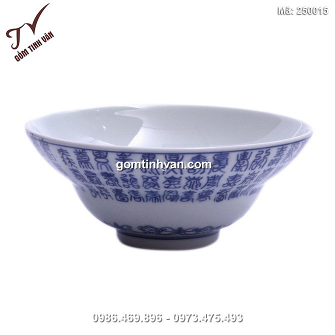 Bát chiết yêu số bách phúc - men xanh lam - cao 6 cm - đường kính 18 cm - 250015