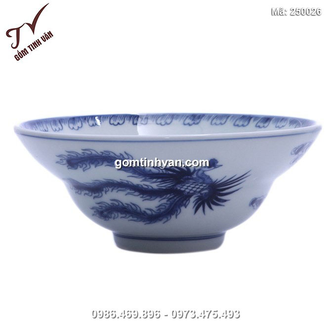 Bát chiết yêu men xanh lam - cao 6 cm - đường kính 18 cm- 250026