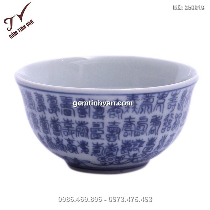 Bát đựng mắm bách phúc - men xanh lam cao 5 cm - đường kính 9 cm - 250019