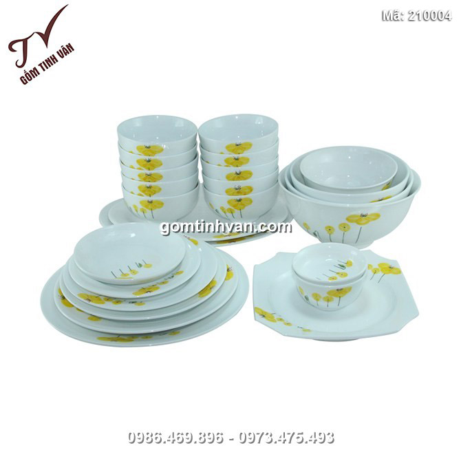 Bộ đồ ăn Bát Tràng 25 món - Hoa bèo tây - 210004