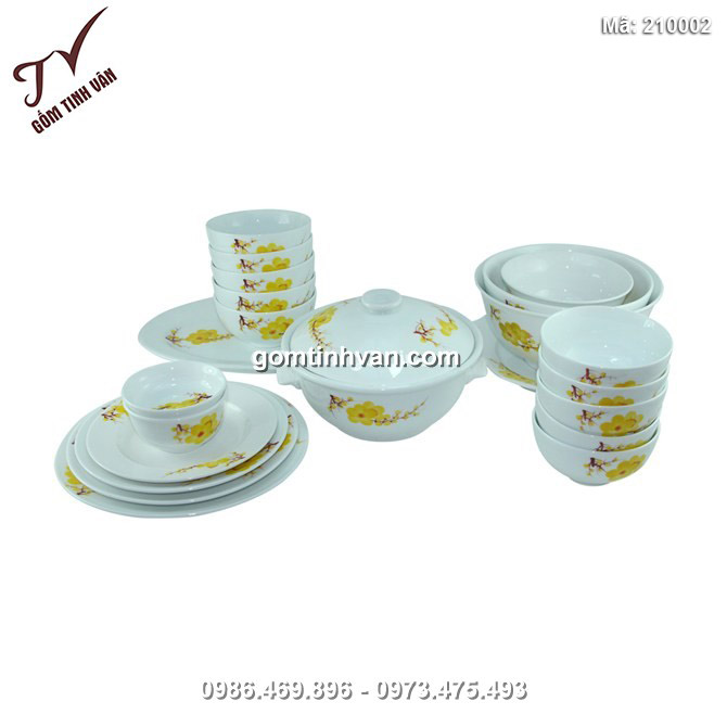 Bộ đồ ăn Bát Tràng 25 món - Hoa mai vàng - 210002
