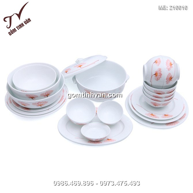 Bộ đồ ăn Bát Tràng vẽ hoa bướm - 210010