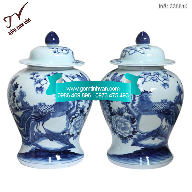 Chóe tài lộc vẽ mai tước men lam cổ 20 lít - 330014