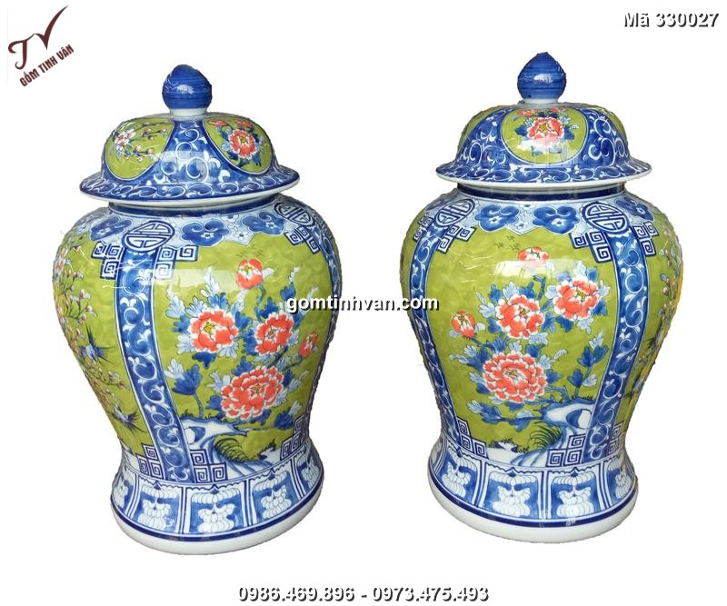 Chóe tài lộc vẽ tứ cảnh gốm sứ bát tràng - 20 lít - 330027