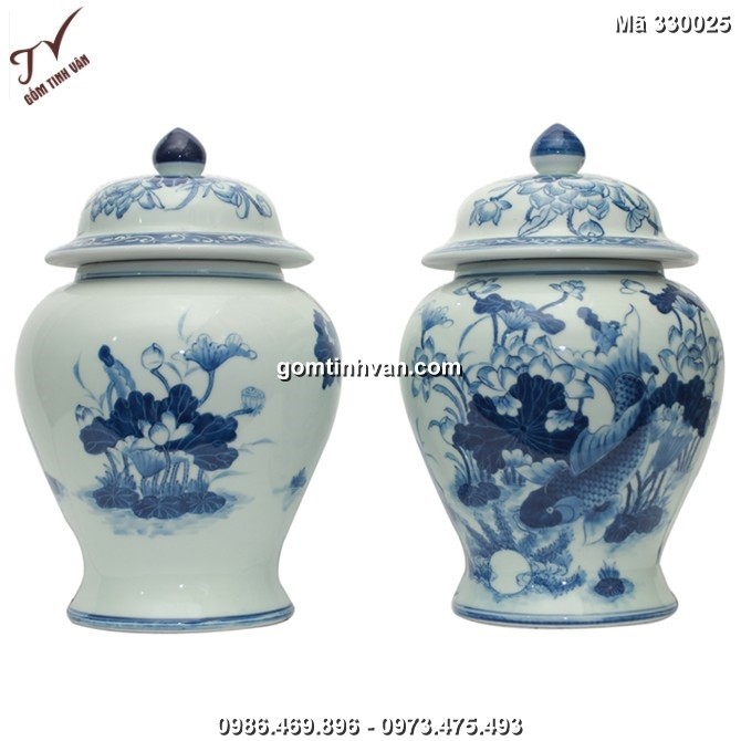 Chóe cổ vẽ lý ngư vọng nguyệt - cao 45cm - 330025