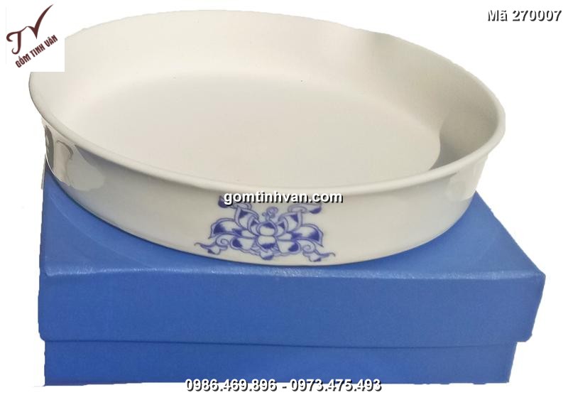 Đĩa mài sừng tê giác gốm sứ bát tràng cao cấp, đường kính 20cm, mã 270007