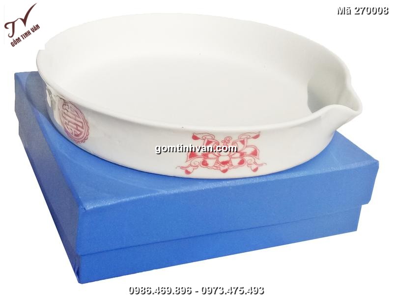 Đĩa mài sừng tê giác gốm sứ bát tràng cao cấp, đường kính 20cm - mã 270008