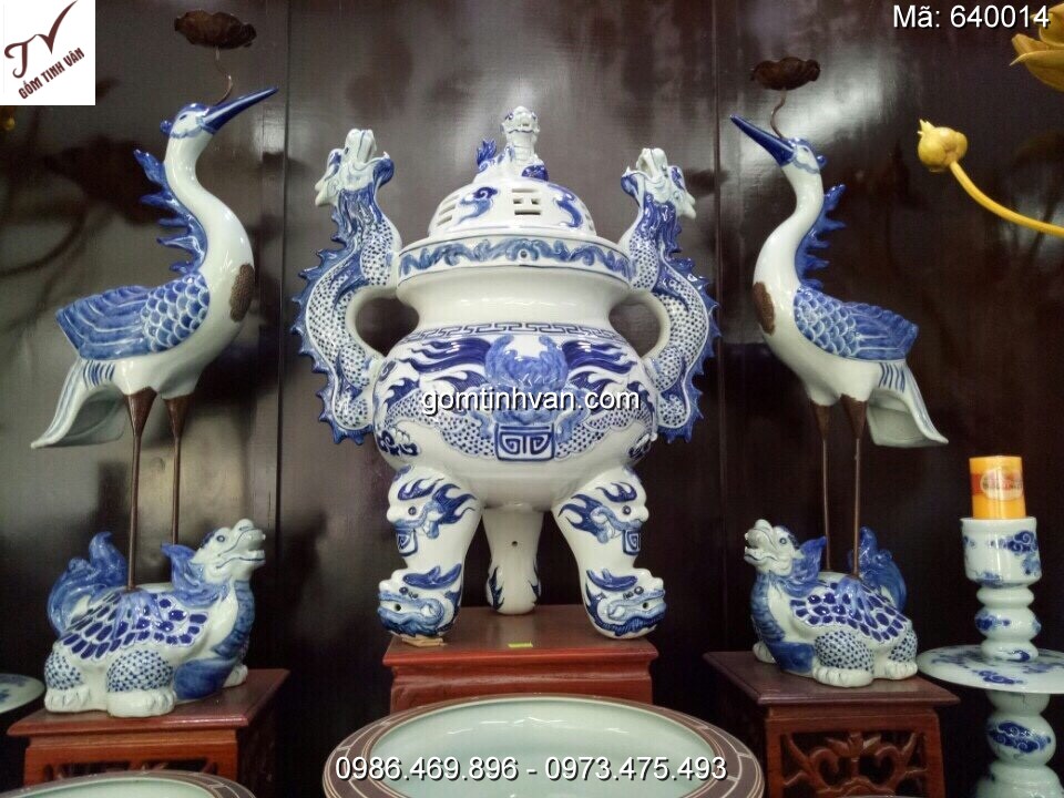 Bộ định hạt men lam gốm sứ bát tràng - 640014