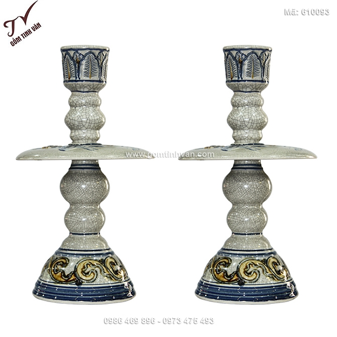 Cây nến men rạn cổ đắp nổi - 610093