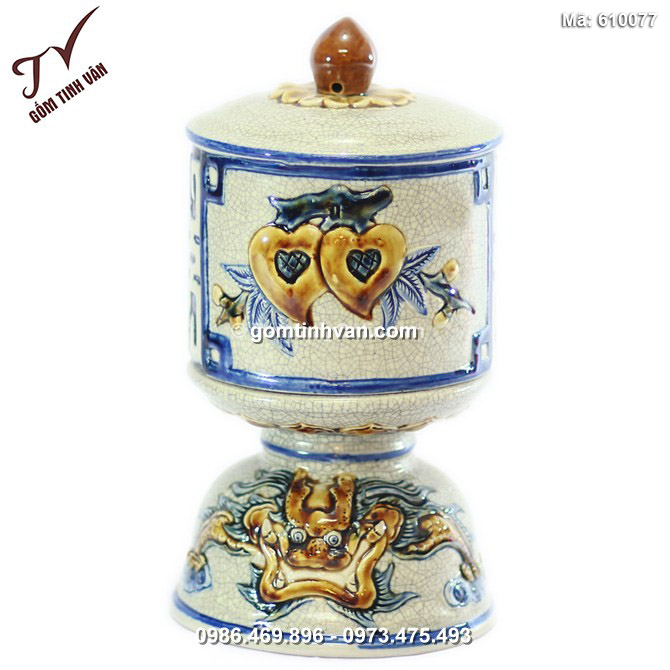 Đài thờ Rồng nổi số 2 - men rạn cổ - cao 22 cm - 610077