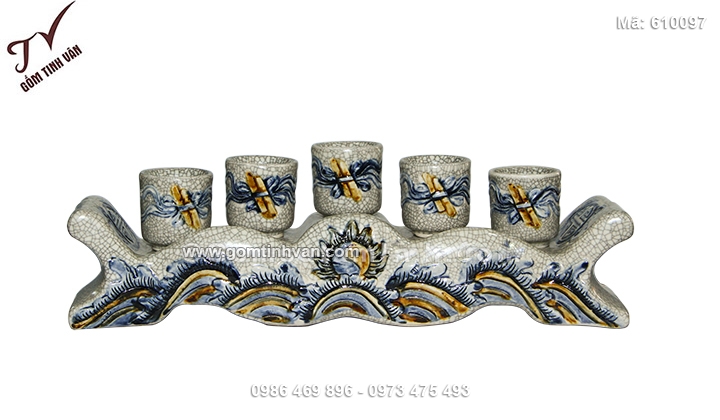 Kỷ ngai mặt nguyệt men rạn cổ đắp nổi - 610097