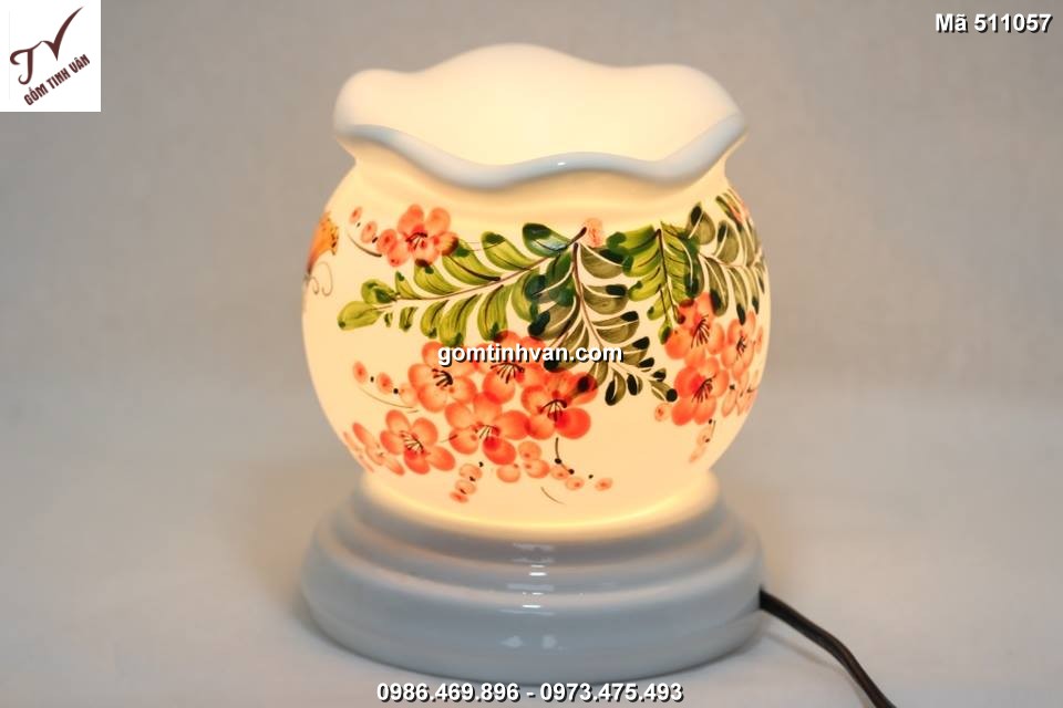 Đèn xông tinh dầu miệng loe vẽ hoa - 511057