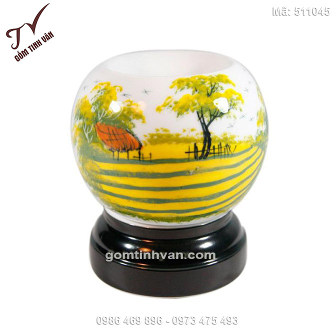 Đèn xông tinh dầu điện vẽ cảnh đồng quê - 511045