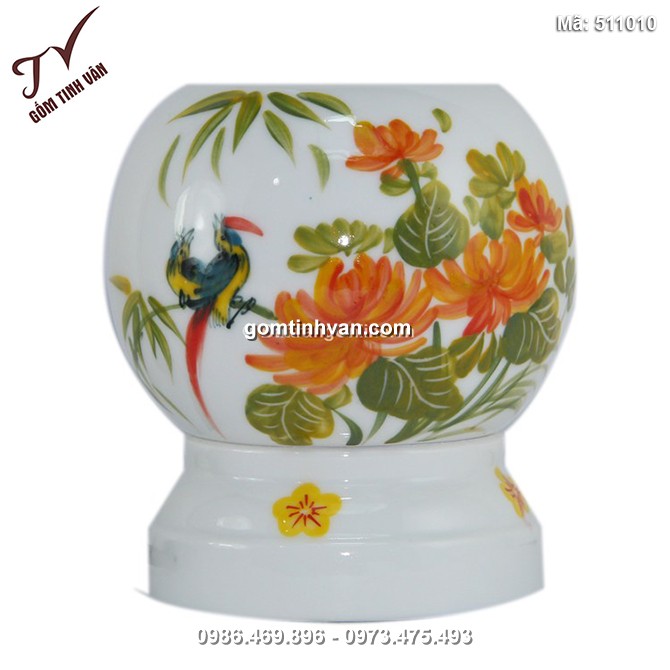 Đèn xông tinh dầu dáng tròn men trắng - 511010