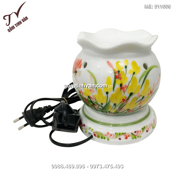 Đèn xông tinh dầu hoa vàng dáng trứng - 511006