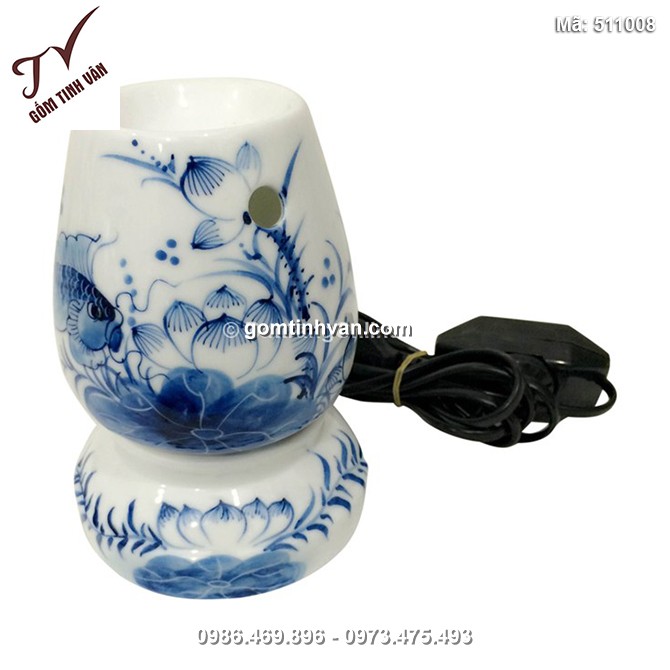 Đèn xông tinh dầu vẽ sen cá - 511008