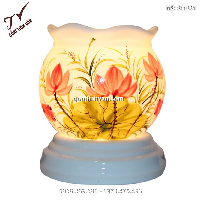 Đèn xông tinh dầu vẽ sen - 511001