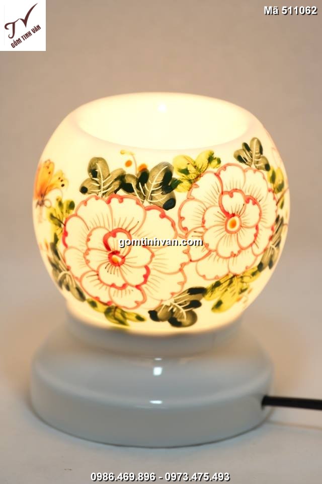 Đèn xông tinh dầu vẽ hoa gốm sứ bát tràng - 511062