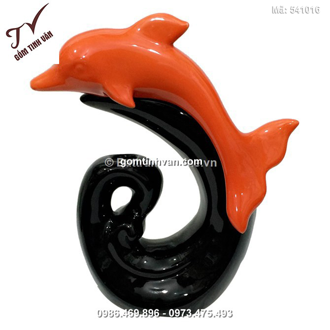 Lọ hoa trang trí cá heo cam phối đen - 541016