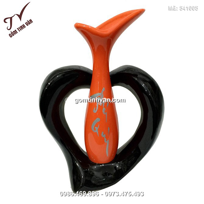 Lọ hoa trang trí đen phối cam - 541005