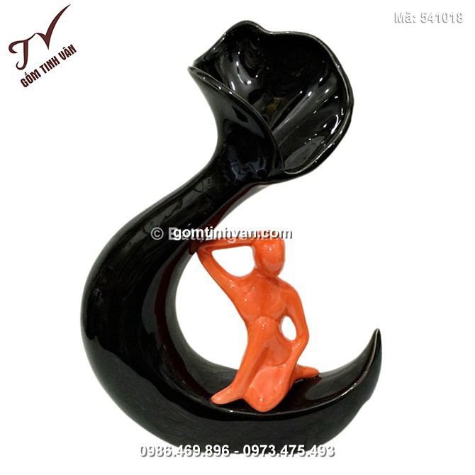 Lọ hoa trang trí đen phối cam - 5410018