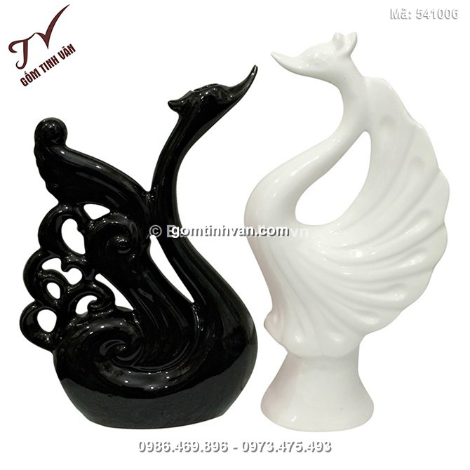 Lọ hoa trang trí thiên nga hạnh phúc đen và trắng - 541006