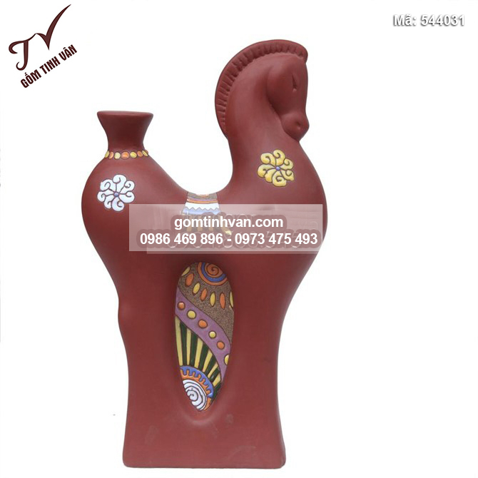 Bình gốm trang trí hình ngựa cổ - 544031